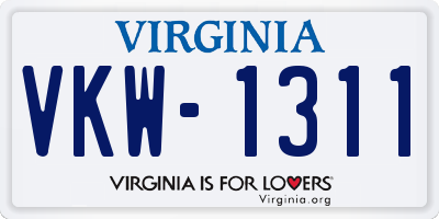 VA license plate VKW1311