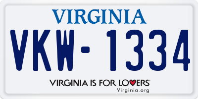 VA license plate VKW1334