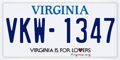 VA license plate VKW1347