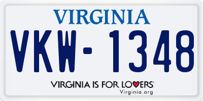 VA license plate VKW1348