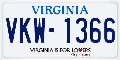 VA license plate VKW1366