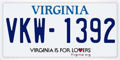 VA license plate VKW1392