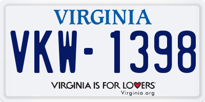 VA license plate VKW1398