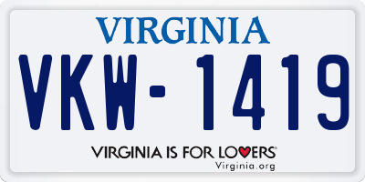 VA license plate VKW1419