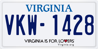 VA license plate VKW1428