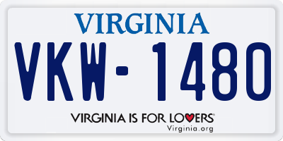 VA license plate VKW1480