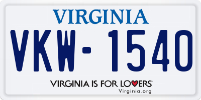 VA license plate VKW1540