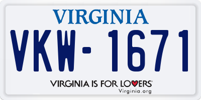 VA license plate VKW1671