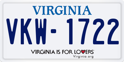VA license plate VKW1722