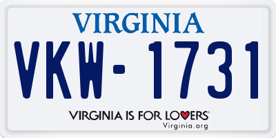 VA license plate VKW1731