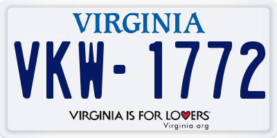 VA license plate VKW1772