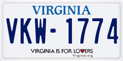 VA license plate VKW1774