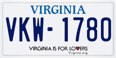VA license plate VKW1780