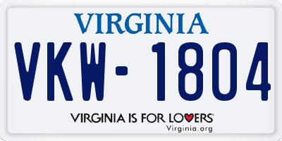 VA license plate VKW1804