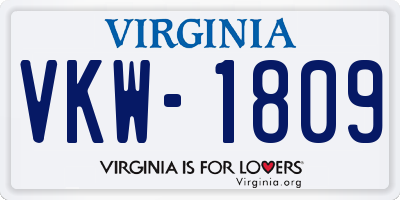 VA license plate VKW1809