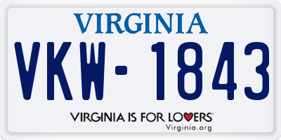 VA license plate VKW1843