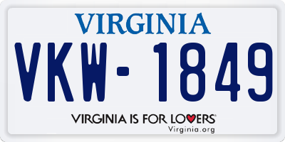 VA license plate VKW1849