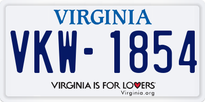 VA license plate VKW1854