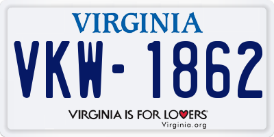 VA license plate VKW1862