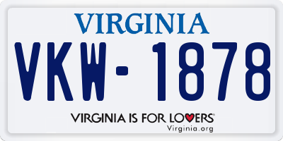 VA license plate VKW1878