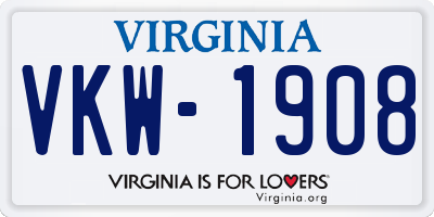 VA license plate VKW1908