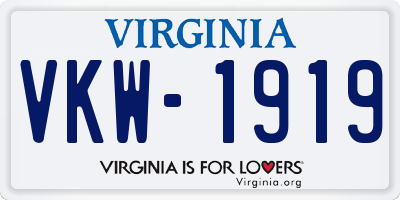 VA license plate VKW1919