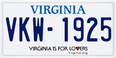 VA license plate VKW1925