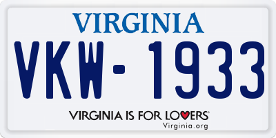 VA license plate VKW1933