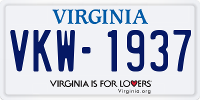 VA license plate VKW1937