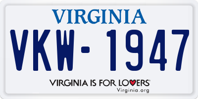 VA license plate VKW1947