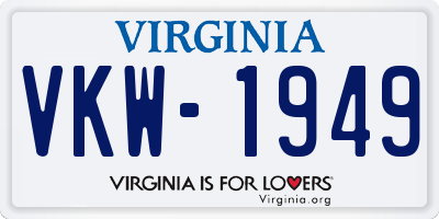 VA license plate VKW1949