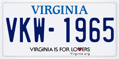 VA license plate VKW1965