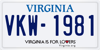 VA license plate VKW1981