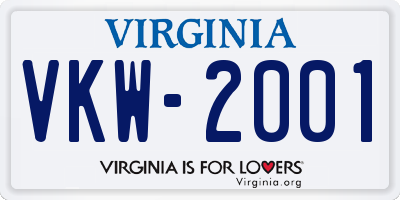 VA license plate VKW2001