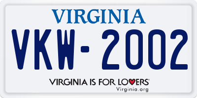 VA license plate VKW2002