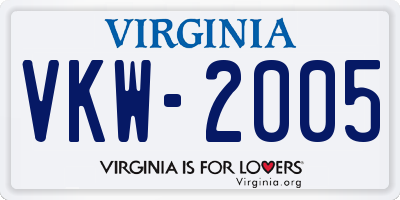 VA license plate VKW2005