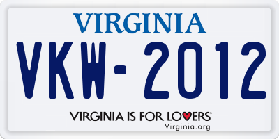 VA license plate VKW2012