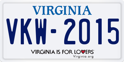 VA license plate VKW2015