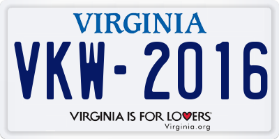VA license plate VKW2016