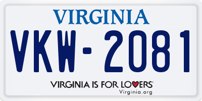VA license plate VKW2081