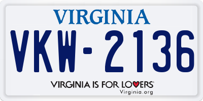 VA license plate VKW2136