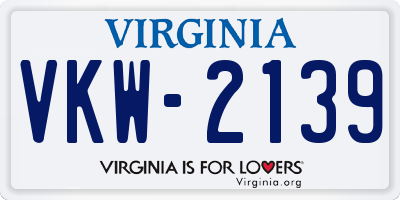 VA license plate VKW2139