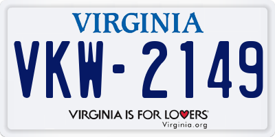VA license plate VKW2149