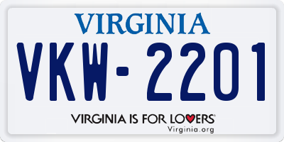 VA license plate VKW2201
