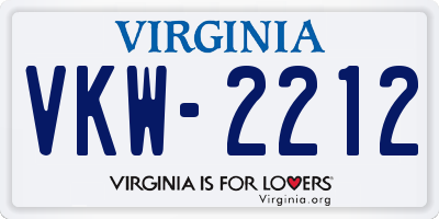 VA license plate VKW2212