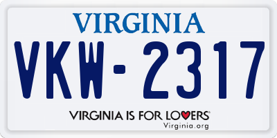VA license plate VKW2317