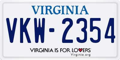 VA license plate VKW2354