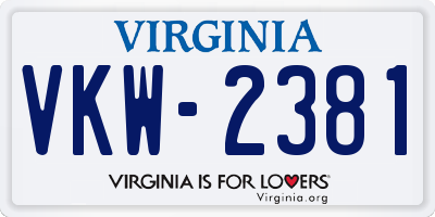 VA license plate VKW2381