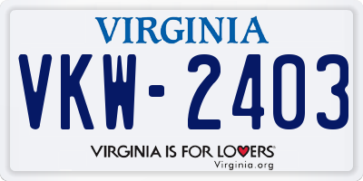 VA license plate VKW2403