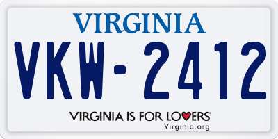 VA license plate VKW2412